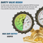 Nitrogen Regulator, 0-800PSI Nitrogen Regulator HVAC with CGA580 Inlet, 1/4" Male Flare Outlet Connection, Nitrogen Tank Regulator for HVAC Purging, Leak Checking, Pressure Testing, Welding