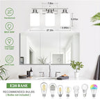 3-Light Bathroom Light Fixtures, Brushed Nickel Vanity Light with Milky White Shades, Bathroom Lighting Fixtures Over Mirror, Modern Bathroom Wall Lamp for Mirror Living Room Cabinet Bedroom