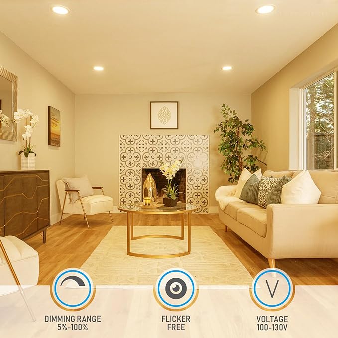 TORCHSTAR 6 Inch Slim LED Recessed Lighting with Junction Box, Dimmable 12W Ultra-Thin Recessed Light, 2700K Soft White, 1000LM Basic Series LED Downlight, ETL & Energy Star, Pack of 6