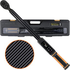 Digital Torque Wrench 1/2 Drive with Carbon Fiber Body, 2.2-147.5 Ft.lb Range, ±1% Accuracy with Vibration, Buzzer and LED Alert, Suitable for Car, Motorcycle and Bicycle