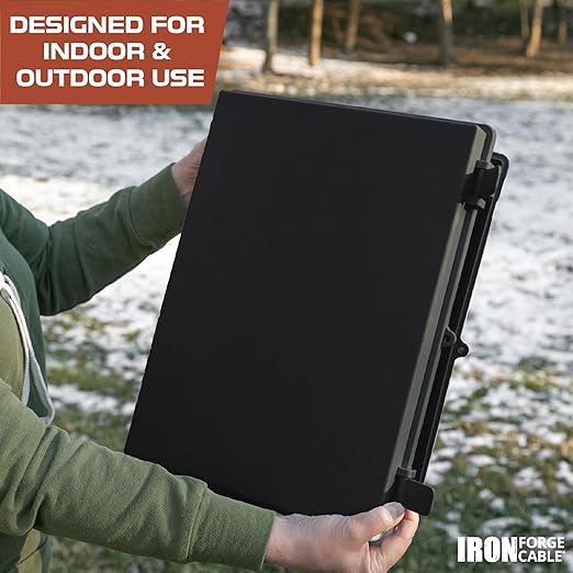 Iron Forge Cable Waterproof Junction Box - Outdoor Enclosure - Boxes with Mounting Plate, Wall Brackets, Hinged Black Panel Cover - IP65-15x11x6 Inch
