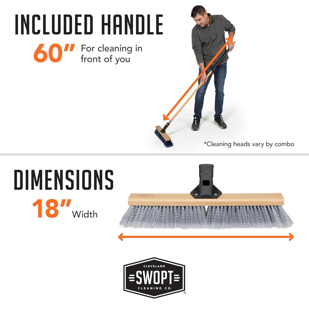 SWOPT 24” Premium Multi-Surface Push Broom Head — Cleaning Head Interchangeable with All SWOPT Cleaning Products for More Efficient Cleaning and Storage — Indoor and Outdoor Push Broom