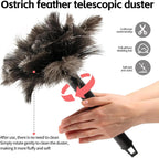 Retractable Feather Duster-Genuine Ostrich Feathers,Anti-Static,Reusable Eco-Friendly Handheld Cleaning for Keyboard,Home,Car,Office(10 to 15 Inches) 3 Pack
