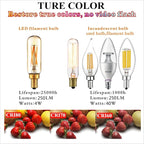 LiteHistory Dimmable T6 led Bulb 40W Candelabra led 2200K Amber 250lm 4W e12 T25 led Bulb 6Pack