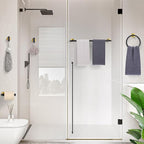 TURS Black and Gold Bathroom Hardware Set 5 Piece, SUS304 Stainless Steel Gold Black Towel Bar Set, 24 Inch Bathroom Accessories Kit Wall Mounted