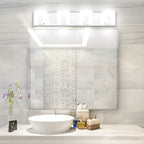 Aipsun 4 Lights Modern LED Vanity Light for Bathroom Frosted White Acrylic Chrome Up and Down Bathroom Wall Light Fixtures Over Mirror(White Light 6000K)