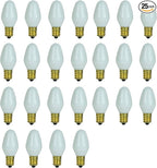 Sunlite 01285 7C7 Incandescent Bulb, 7 Watt, Candelabra E12 Base, C7 Small Night Light, Colored Bulb, White, 25 Count