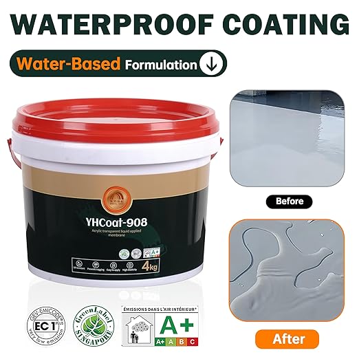 Clear Coating 1 Gallon, UV Defense, Concrete Sealer, Transparent Waterproof Adhesive & Invisible Waterproof Agent, Acrylic, for Roof, Wall, Indoor & Outdoor