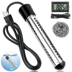 Immersion Water Heater Electric, 2000W Portable Hot Water Heater with 304 S S Guard & LCD Thermometer, Submersible Water Heater Heats up 5 Gallons of Water in Minutes for Bucket Bathtub Small Pool