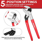 ARROW Groove Joint Pliers, 8" Adjustable Water Pump Pliers with 5 Jaw Positions, Serrated Jaws and Comfort Dip-grip Handle, Ideal for Plumbing Repair and Home Maintenance