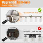 DLLT 5-Light Bathroom Light Fixtures: Nickel Modern Vanity Lights with E26 Bulbs - Milky White Glass Shade Bathroom Wall Lamp for Mirror Kitchen Living Room Hallway Cabinet Porch