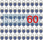 LanuBe Standard Dial Combination Lock, 2 in. Wide, with Different Combinations, Blue Turnplate, Pack of 60; Lock for School, Employee, Gym Sports Locker, Case, Toolbox, and so on