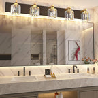 Aipsun Crystal Bathroom Vanity Light Black Vanity Lighting fixtures 5 Lights Crystal Vanity Light for Bathroom(Exclude Bulb)