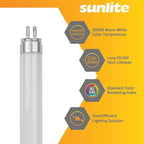 Sunlite 30330 F28T5/830 4 Foot T5 Linear Fluorescent Lamp, 28 Watts, 2500 Lumens, 3000K Warm White, Miniature G5 Bi-Pin Base, ROHS Compliant, High Performance Straight Tube, 40 Pack