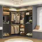 Unikito 50" Freestanding Closet System with 6 Drawers, 4FT Closet Organizer Wardrobe with Storage Shelves and Mirror, Heavy Duty Wood Walk-in Closet Towers for Bedroom, Max Load 1000 LBS, Black