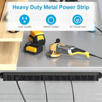 HHSOET 360° Rotating 12 Outlet Mountable Power Strip, Metal Gaming Table Mounted Outlet Strip, Heavy Duty Wall Mount Surge Protector with Switch, Works Great and Very Versatile, 3ft Power Cord.Black