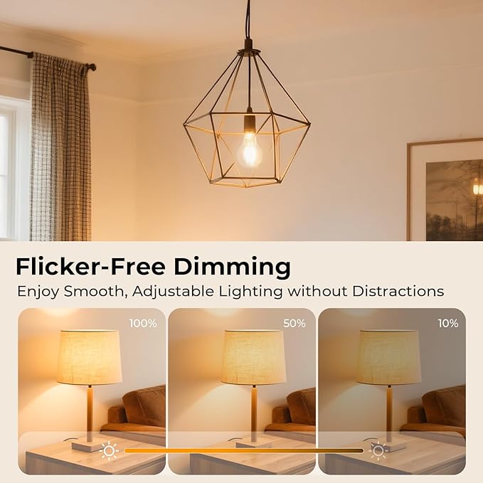 Dimmable E26 LED Bulb 6W, 60 watt Equivalent, Vintage LED Edison Bulbs 2700K Soft White, A19 Clear Glass LED Light Bulb for Ceiling Fan, 90+CRI, 600LM, 6 Pack