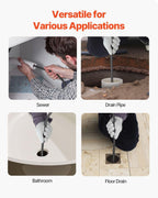 VEVOR Drain Cleaner Machine 75FT x 1/2Inch, Auto Feed Sewer Snake Auger with 4 Cutter & Air-activated Foot Switch for 2" to 4" Pipes, Orange, Black