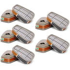 6001 Activated Carbon Filter Cartridges Replacement for Gas Respirator, Filter Cartridges Suitable for 6100/6200/7501/7502/6502/6800 10PCS(5Pack), Brown,white