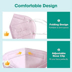 LEMENT KN95 Face Masks,50 Pack 5-Ply Breathable Cup Dust Disposable Masks For Adults,Pink