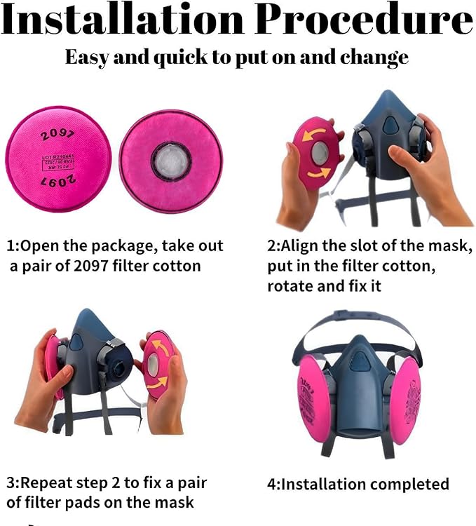 16PCS (8 Pack) 2097 Particulate Filter,Installed on 2097 Filters for Respirator Compatible with 6000 6200 6800 7000 F402 Series