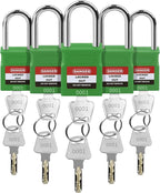 Lockout Tagout Locks - 5 Pack Green Loto Locks, Keyed Alike Padlock OSHA Compliant Lock Out Tag Out Lock, Safety Padlocks for Electrical Lockout Tag Out Kits