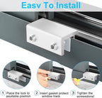 Window Locks,(2 Sets) Sliding Window Locks with Key,Window Locks Security for Up and Down Windows,Adjustable Aluminum Window Stopper,Easv to Install Vertical Window AC Unit Security Lock (Silver)