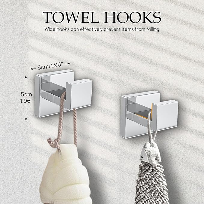 5-Pieces Polished Chrome Bathroom Hardware Accessories Set,16 Inch Towel Bar Set,Stainless Steel Towel Holder Set for Bathroom,Wall Mounted Chrome Bathroom Hardwar Set