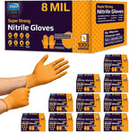Inspire Heavy Duty Orange Nitrile Disposable Gloves | ULTRA 8 Mil Diamond Textured Grip | Industrial Mechanic Food