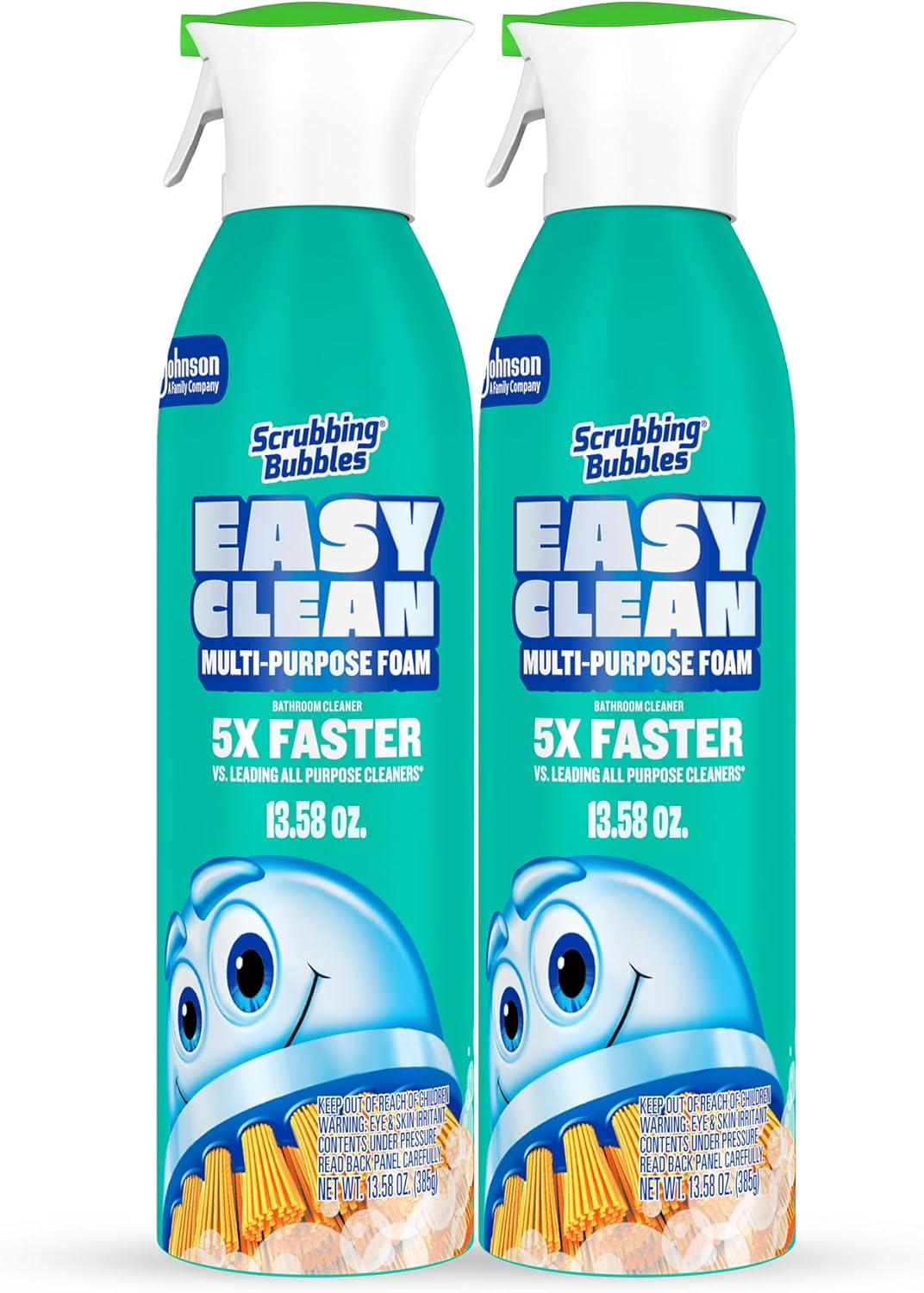 Scrubbing Bubbles Easy Clean Foaming Multipurpose Bathroom Cleaner, Continuous Spray Bottle, Fast Acting Foam, 13.58 Ounce (Pack of 2)
