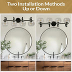 ANDY STAR 4 Light Bathroom Vanity Lights, Matte Black Bathroom Light with Clear Globe Glass Lampshade, 30.5 Inch Industrial Wall Lamp, E26 Base, Bulbs Not Included