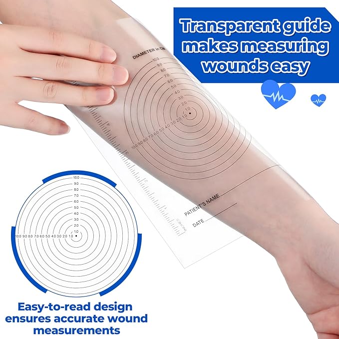 300 Pack Wound Measurement Tools Measuring Bullseye Guide Medical Wound Ruler Soft Flexible Measure Guide for Nurses Patient