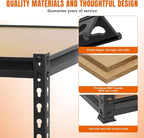 BIG RED Storage Shelving Unit, 5-Tier Adjustable, Heavy Duty Metal Garage Shelves/Utility Rack for Kitchen, Pantry, Basement, Bathroom, Laundry - 2,000 lbs Capacity, Black, 59" H x 28" W x 12" D