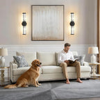 Bathroom Light Fixtures 2-Light Matte Black Bathroom Vanity Light Modern Wall Lights for Bedroom Bath Mirror Lights with Glass Rods Shades for Mirror Bedroom Hallway