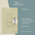 TOPGREENER Digital Dimmer Switch for 200W Dimmable LED/CFL Lights, Single Pole/3-Way LED Slide Dimmer, Neutral Wire Not Required, UL Listed, TGSDS3-I, Ivory, 1 Pack