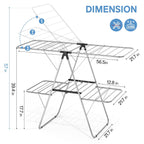APEXCHASER Clothes Drying Rack with 4 Wings, Drying Rack Clothing with Height-Adjustable, Foldable Gullwings Laundry Drying Rack, Indoor Outdoor Use, No Assembly, Black