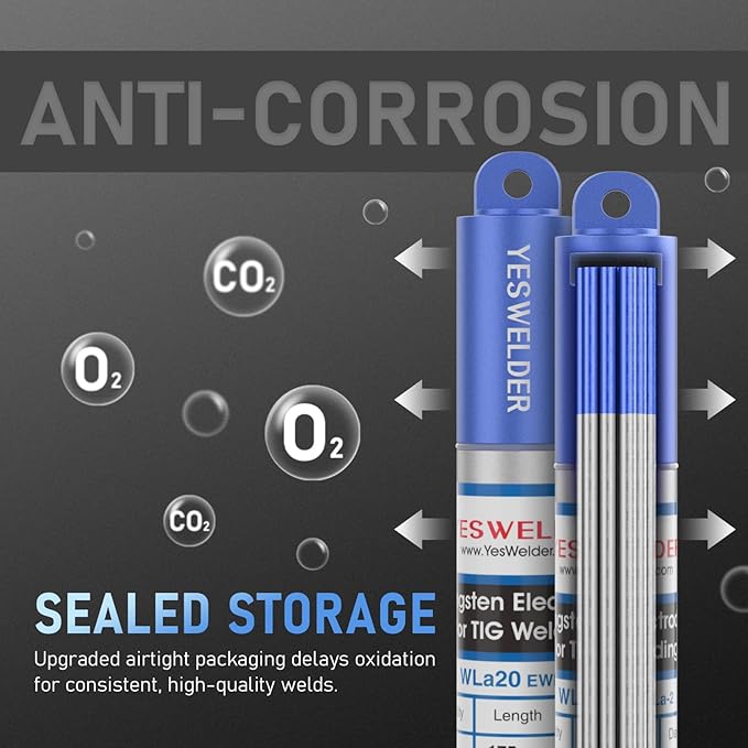 YESWELDER TIG Welding Tungsten Electrode 2% Lanthanated 3/32" x 7" (Blue, WL20/EWLa-2) 10-pk
