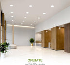 ASD LED Recessed Lighting 6 Inch, Round Commercial Downlight, Mini Panel with Baffle Trim, 6" 15W 120-277V CCT Selectable 2700/3000/3500/4000/5000K, Dimmable Ceiling Light Fixture, White, ETL, 6 Pack