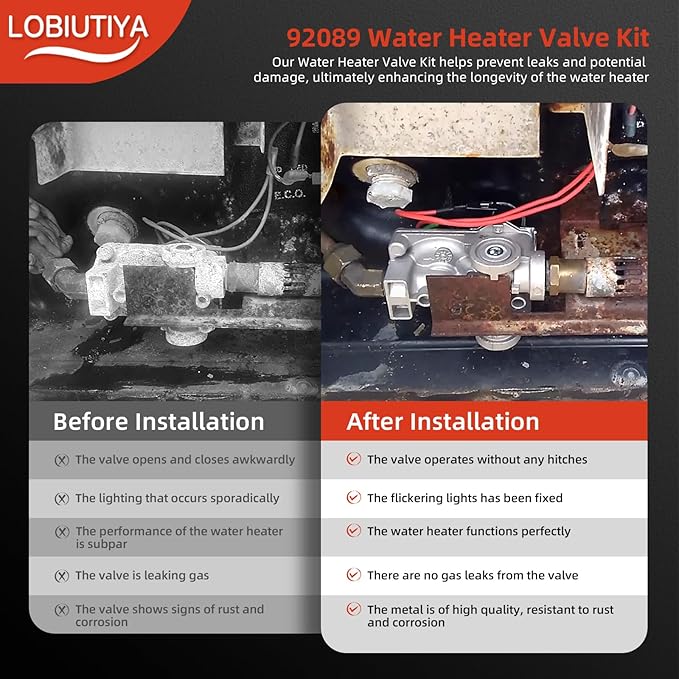 92089 Gas Valve, 10 Gallon RV Water Heater Gas Valve Fit for Dometic Atwood G10 GC10 GCH10 GH10 G16EXT GE16EXT Water Heater Parts, 92089 93870 93869 93844 OEM SVC Valves Assembly 10 Gal