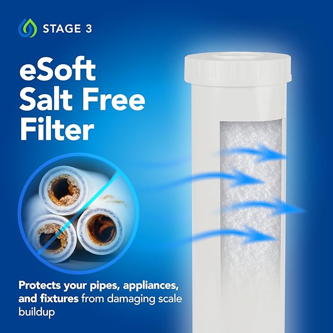 Whole House Salt-Free Water Softener and Filter Combo - High Performing Coconut Shell Carbon Block Filtration - for Homes with Up to 5 Bathrooms - Easy Installation with UV Light