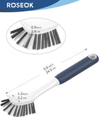 Dish Brush with Built-in Scraper,Kitchen Scrub Brush for Cleaning Dishes,Pots,Non-Stick Pans and Sinks,Navy Blue,2 Pack