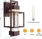 PARTPHONER Modern Outdoor Wall Lights 2 Pack, 15" Dusk to Dawn Sensor, Waterproof Porch Light, Bronze