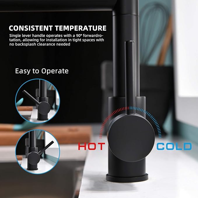 Pull Down Kitchen Faucet with Sprayer,Fapully Commercial Black Spring Kitchen Sink Faucet with Brushed Nickel