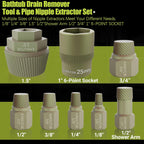 1.5'' Tub Drain Extractor, 8PCS Pipe Nipple Extractor Set with 1-inch Socket, Remove the Old, Broken, Stubborn, Rusted Drain Tub Bathtub Stopper, Strong Grab Plumbing with Storage Case