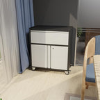 Rolling Garage Storage Cabinet with Door and Drawer, Lockable Metal Tool Cabinet on Wheels for Garage, Home, Office, Black & Gray, Assembly Required, (18.11" D x 30.31" W x 35.43" H)