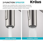 KRAUS Oletto Commercial Style Single Handle Pull Down Kitchen Faucet with QuickDock Top Mount Installation Assembly in Spot Free Stainless Steel, KPF-2631SFS
