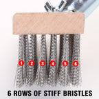 Stainless Steel Wire Scrub Brush with 63" Long Handle, 2PCS 8" Brush Heads, Heavy Duty Large Wire Brush, Stiff Metal Bristle Floor Scrubber, Patio Floor Cleaning, Wire Broom for Concrete, Deck, Moss