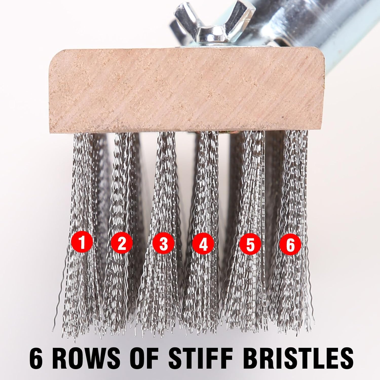 MAXMAN Stainless Steel Wire Scrub Brush with Long Handle, 63" Heavy Duty Large Wire Brush, Stiff Metal Bristle Floor Scrubber, Outdoor Patio Cleaning, Wire Broom for Deck, Concrete, Moss Removal