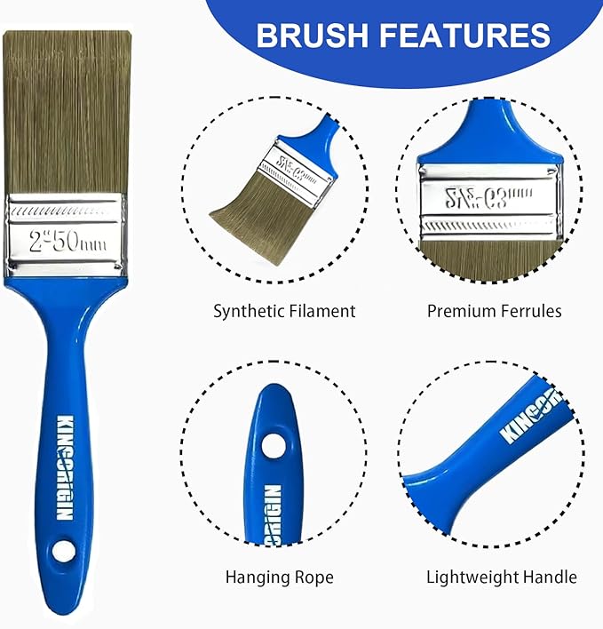 King Origin Versatile Paint Brush Set, 30 Pack, 2 Inch Paint Brushes, Small Paint Brushes for Walls, Furniture, Crafts - Detailed Painting & Larger Surface Coverage