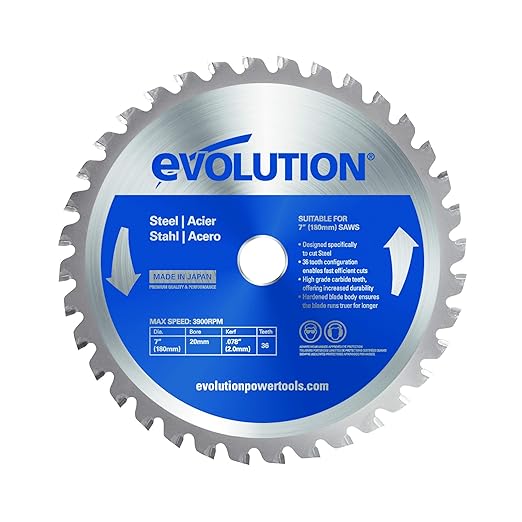 Evolution Power Tools 180BLADEST Steel Cutting Saw Blade, 7-Inch x 36-Tooth, Silver
